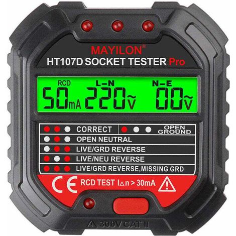 Erdschlusstester Für Steckdosentester, Steckdosenphase (eu-vorschrift Ht107d) Aiperq