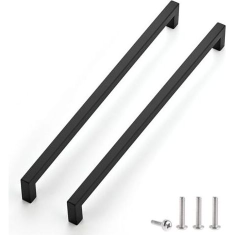 Großhandel - 2er Pack Schwarze Möbelgriffe Mit 288 Mm Lochabstand Für Küchenschränke, Schubladengriffe Aus Edelstahl, Schwarze Türgriffe Für Küchenschränke