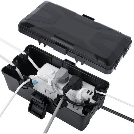 Wasserdichte Elektrische Außenbox, Ip54 (26,1x15x9,4cm) Außenkabeldose, Wasserdichtes Gehäuse Zum Schutz Von Mehrfachsteckdosen