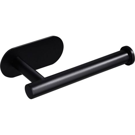 Schwarzer Toilettenpapierhalter Aus Edelstahl, 16,5 Cm Lang, Für Bad Und Küche, Wandmontiert, Klebbar Ohne Bohren, 1 Stück