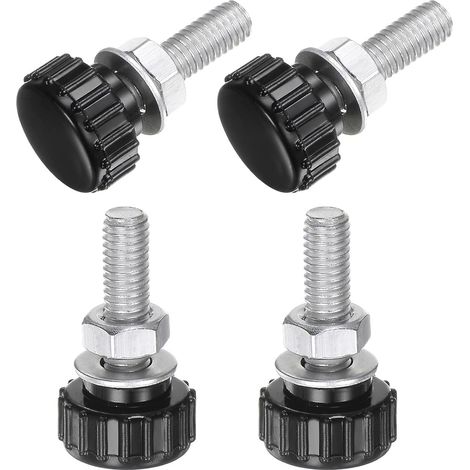 Satz Von 4 Gerändelten Schrauben M6 X 20 Mm Mit Muttern Und Unterlegscheiben, Klemmknopf Mit 17 Mm Kunststoffkopf, Handschraube, Schwarz