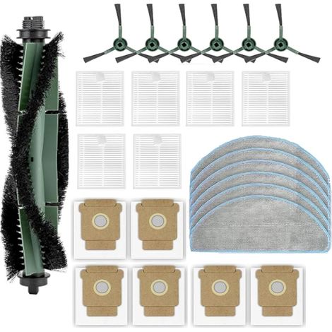 Set Mit 25 Zubehörteilen Für Irobot Roomba 105 Combo, Essential Vac 2 Robot Q0520, 1 Hauptbürste, 6 Wischtücher, 6 Hepa-filter, 6 Seitenbürsten