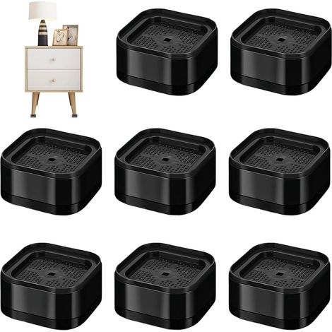 8 Stück Stapelbare Möbelerhöher, Schwarze Betthöhenversteller, Einfache Höhe 3,5 Cm, Einstellbare Möbelfüße Für Waschmaschinen, Sofas, Tische Und Schränke