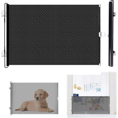 Hundegitter, Treppenschutzgitter, Sicherheitsnetz, Höhe 40 Cm, Teleskopische Länge 125 Cm, Schwarz