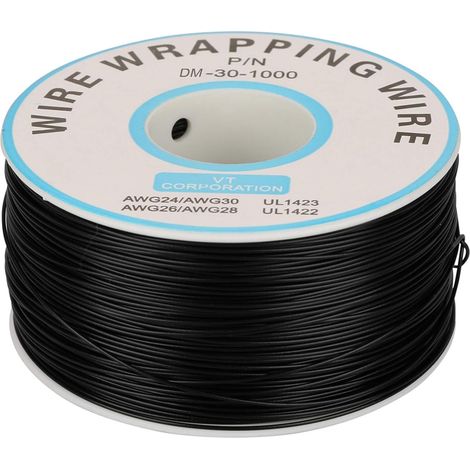 200m Rolle Elektrisches Kabel 0,25mm 30awg 80℃ Pvc-isoliertes Testkabel, Einadriges Verzinntes Kupferkabel Zum Umwickeln (schwarz)