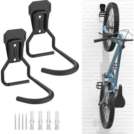 2er-set Fahrradhalter, Fahrrad-aufhänger Aus Eisen, Robuster Wandmontierter L-förmiger Fahrrad-stauraumhalter, Praktischer Vertikaler Fahrradständer Für Haus Und Garage, Schwarz