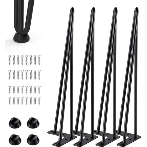 4er-set Haarnadel-tischbeine – 3-stangen-design – Möbelbeine Aus Metall Mit Bodenschutz – Höhe: 40 Cm – Für Couchtische, Beistelltische, Schreibtische, Esstische