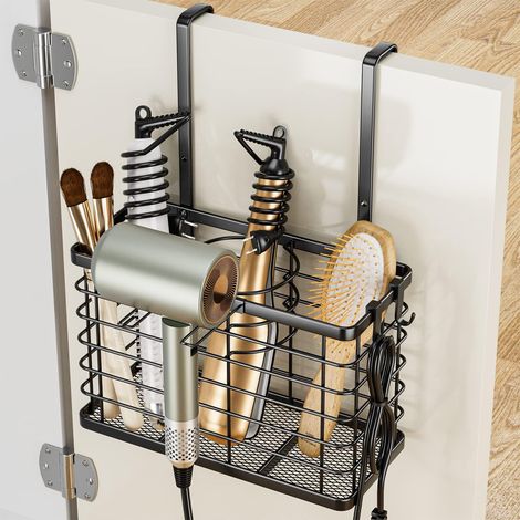 Haartrockner-halter – 3-in-1 – Haarwerkzeug-organizer – Höhenverstellbar – Schranktür-/wandorganizer Für Badezimmer Für Haartrockner, Glätteisen (schwarz)