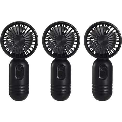 3er-set Tragbare Mini-personalventilatoren Mit 3 Geschwindigkeitsstufen Für Reisen, Usb-aufladbar, Schwarz