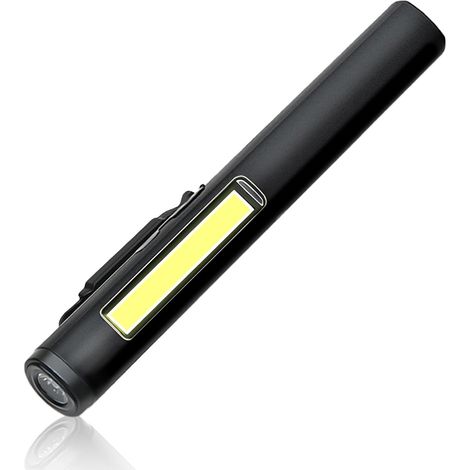 Mini-taschenlampe, Led-taschenlampe, Penlight, Tragbar, Mit Magnetischer Basis Und Taschenclip, Wasserdicht, Usb-aufladbar, Für Camping, Wandern, Notfälle, Inspektion Und Reparatur - Schwarz