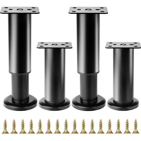 4 Stück Verstellbare Möbelfüße 12-18 Cm, Verstellbarer Möbelfuß, Nivellierfüße Für Tische Und Möbel, Höhenverstellbare Schwarze Möbelfüße Für Stühle, Betten, Sofas, Schränke Und Garderoben