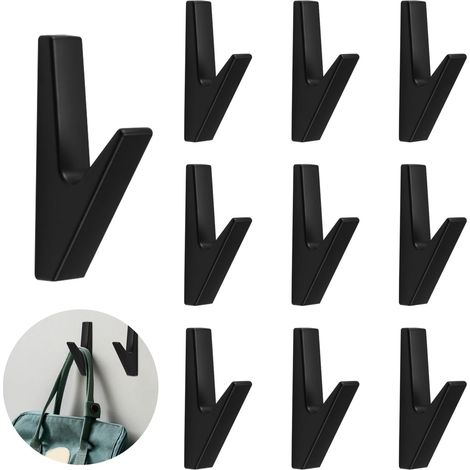 Set Aus 10 Mattschwarzen Kleiderhaken – Akustikpaneele – Wandhaken Für Badezimmer, Küche, Flure Und Eingangsbereiche – Tragfähigkeit Bis Zu 20 Kg
