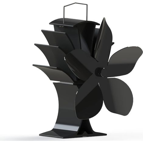 5-blättriger Ofenventilator, Wärmebetrieben Und Kraftstoffsparend - Schwarz Für Den Schreibtisch