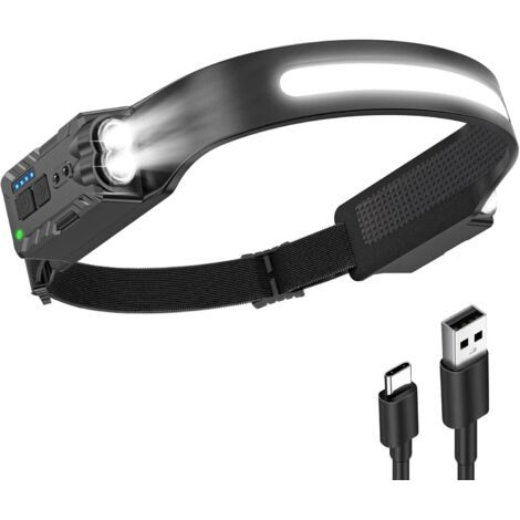 Extrem Leistungsstarke Led-stirnlampe Mit 8 Lichtmodi, 340°-weitwinkel, Wiederaufladbar, Mit Bewegungsmelder, Ipx4 Wasserdicht