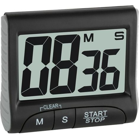 Digitaler Timer Und Stoppuhr, 38.2021.01, Elektronischer Eier-stoppuhr Mit Display, Große Ziffern, Küchenzubehör, Kurzzeitwecker, Bis Zu 99 Min 59 Sek, Schwarz