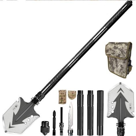 Multifunktionale Klappspaten, 82 Cm Camping-spaten, Tragbarer, Faltbarer Militärschaufel Aus Kohlenstoffstahl, Überlebenswerkzeug Für Camping, Offroad, Wandern, Gartenarbeit, Jagd
