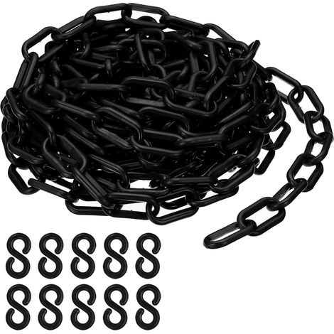 Schwarze Kunststoff-kettenglieder, 700 Cm, 6 Mm, Für Absperrungen, Parkplätze, Zäune, Tore Und Dekoration