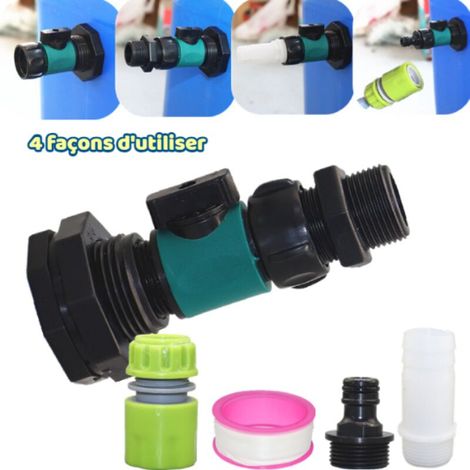 Ablassventil-set Für Regenwassertank, Anschlusszubehör Für Schlauch, Wasserdichter Tankadapter, Abflussadapter, Schlauchadapter (4 Anwendungen)
