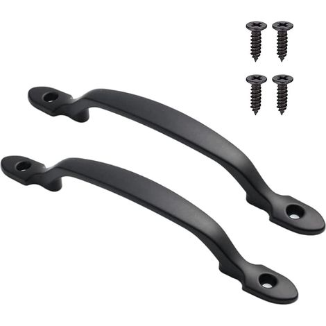 2er-set Scheunentürgriffe Aus Gusseisen - 15,8 Cm - Rustikaler Stil - Für Türen, Tore, Zäune, Garage, Schrank, Innen- Und Außenbereich - Schwarz