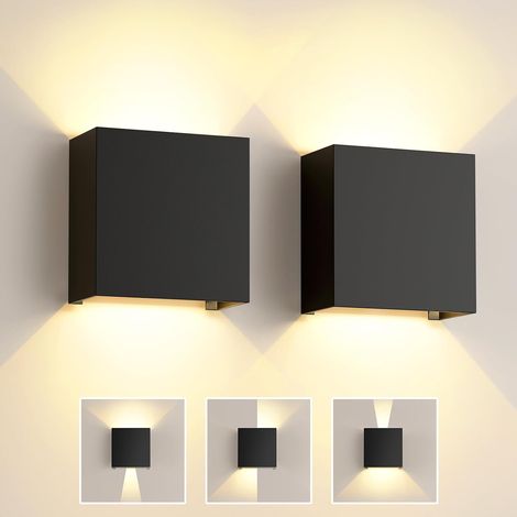 Innen-led-wandleuchte 6 W, 2er-pack Schwarze Außenwandleuchten, Einstellbarer Abstrahlwinkel, Warmweiß 3000 K, Moderne Wasserdichte Ip65-außenwandleuchte Für Schlafzimmer Und Flur