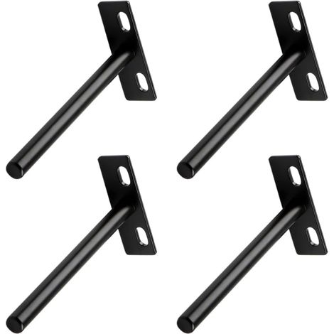 Set Aus 4 Robusten, Schwarzen, Unsichtbaren T-förmigen Halterungen Für Schwebende Regale, Zur Verdeckten Montage Von Holzregalen