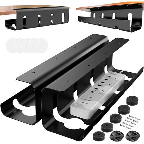 Organisationsplatte Für Bürokabel - Kabeldurchführung - 40 X 12 X 10 Cm - 2er-set - Schwarz