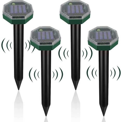 4er-pack Solar-maulwurfvertreiber, Ultraschall-solar-maulwurfvertreiber, Ip65 Wasserdichter Solarbetriebener Maulwurfvertreiber, Ultraschall-schlangenvertreiber, Solarbetriebener Vertreiber Gegen Maul