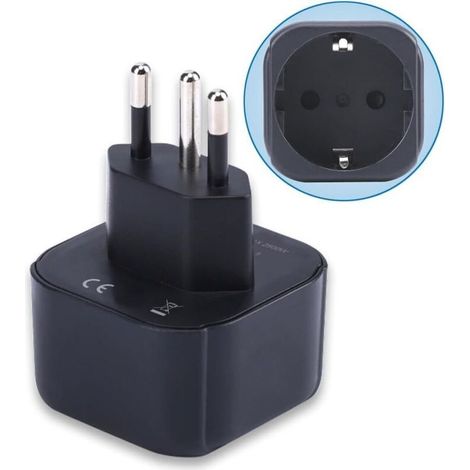 Europa-steckeradapter Für Brasilien, Schuko-stecker (europäisch/deutsch/französisch/italienisch/spanisch) Typ C/e/f, Kompatibel Mit Brasilianischen Steckdosen, Reiseadapter (1 Stück)