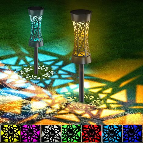 Solarleuchte Für Den Außenbereich Garten, Solar-außenleuchte Mit Farbigen Leds Und Warmweißem Licht, Ip65 Wasserdichte Solar-gartenleuchte Für Wege, Pfade, Terrasse Und Rasen
