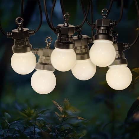 Guirlande Guinguette 10m Schwarzes Kabel - 20 Austauschbare Led-lampen 2800k - Wasserdichte Außenlichterkette Für Hochzeit, Terrasse Und Park