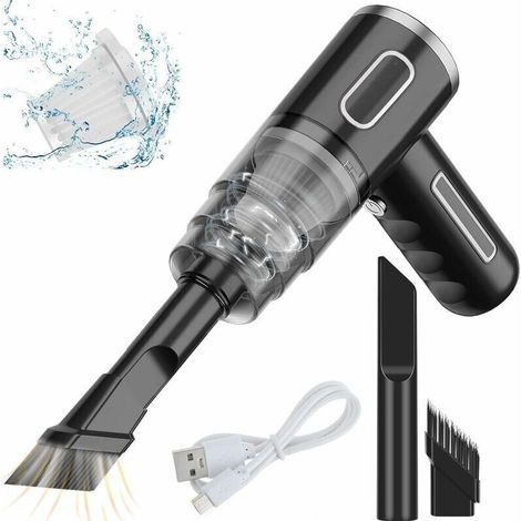 Kabelloser Mini-handstaubsauger Für Autos, Tragbar, Usb-aufladbar, 290000 Pa, 28 W, 36 V, Mit Bürste Und Verlängerter Flachdüse, 2 Filterelemente, Für Büro (schwarz) - Liaiki