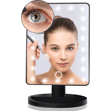Beleuchteter Spiegel, 10-fach Vergrößernder Led-schminkspiegel, Led-spiegel, Usb-aufladbar Und Mit Akku, 180° Drehbarer Schminkspiegel, Beleuchteter Vergrößerungsspiegel Für Make-up Und Rasur