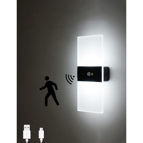 Led-wandleuchte Mit Sensor, Usb-aufladung, Kabellos, Nachtlicht Mit Bewegungsmelder, Automatisches Ein-/ausschalten, Für Schlafzimmer, Wohnzimmer, Schwarz, 6000k