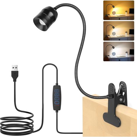 Lampe Mit Klemme Und 360° Flexibel Verstellbarem Arm, Mit 3 Farbtemperaturen Und 10 Helligkeitsstufen.