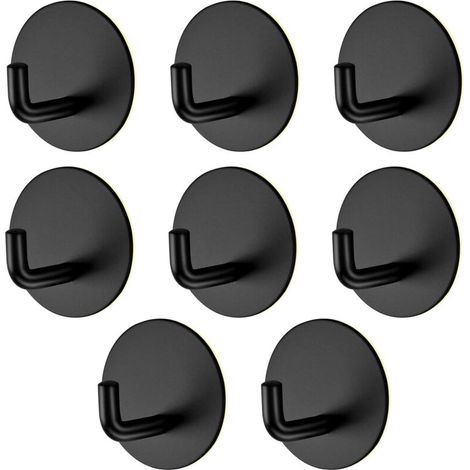 8 Stück Klebehaken, Schwarz Wandhaken Für Badezimmer, Handtuchhaken Küche, Selbstklebender Handtuchhalter Aus Edelstahl Für Küche, Wohnzimmer Und Büro, Kein Bohren Erforderlich
