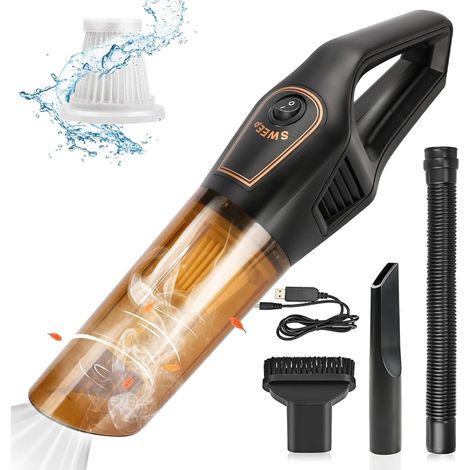 Handstaubsauger, 120w Wiederaufladbarer Auto-staubsauger Für Auto/küche, Tragbarer Kabelloser Tisch- Und Auto-staubsauger Mit Waschbarem Filter/düsen (schwarz)