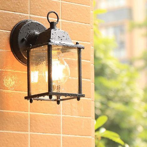 Rustikale Außenwandlampe In Schwarz Ip43 E27 Laternenform Wasserdicht Für Garten Hof Balkon Garage