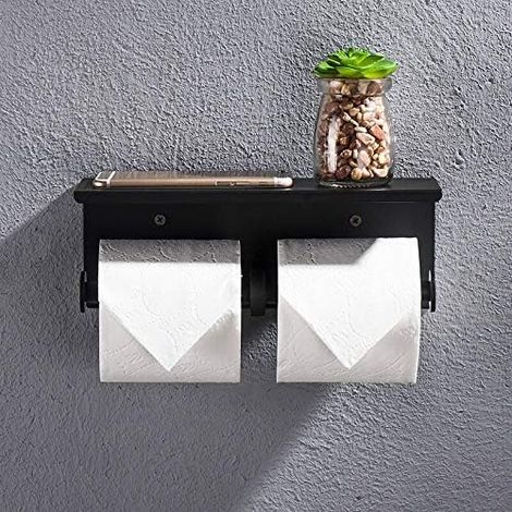 Doppelte Toilettenpapierhalterung, Wandmontierte Halterung Mit Zwei Rollen, 304 Edelstahl-rollenhalter, Bohrfreie Halterung Für Badezimmer (schwarz)