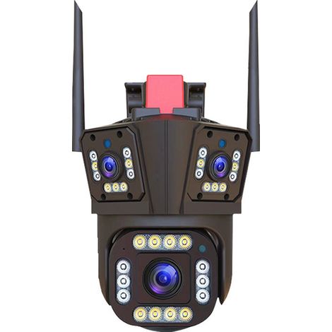 Wlan-überwachungskamera Q323 Mit Drei Objektiven, 4mp, Ptz – 360°-rundumsicht, Automatische Verfolgung, 20 M Ir-nachtsicht, Bidirektionales Audio, Bewegungserkennung, Ipc360 Home, Für Innen- Und Außen