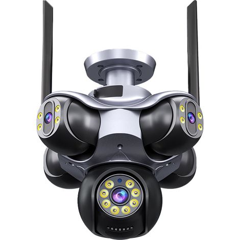 Wlan-überwachungskamera C50 Mit 5 Objektiven – 5 Gleichzeitige Ansichten, 20 Mp, Ptz 355°, 20 M Ir-nachtsicht, Bidirektionales Audio, Bewegungserkennung, Einbruchalarm, Tf-/cloud-speicher Für Innenber