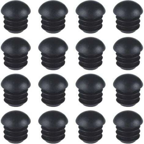 Runde Kunststoffkappen (16 Mm) (schwarz), 16 Stück, Runde Kappen Für Stuhlrohre, Gerippte Halbkugelförmige Kappen, Geeignet Für Tisch-, Stuhl- Und Möbelfüße.