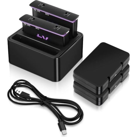 360 X4 Batterie, 360 X4 Kamera 3 Slots Zubehör Ladegerät, 2 Stück 2500 Mah Ersatzbatterie, Typ-c Ladeanschluss, Für 360 X4 Kamera