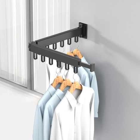 Ausziehbarer Und 360° Drehbarer Wäscheständer Für Balkon, Waschküche, Badezimmer Und Schlafzimmer (schwarz, Doppelt Lagig)