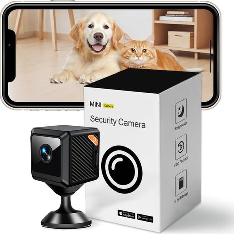 Mini Überwachungskamera 4k Ultra Hd, Weitwinkel 140°, Sd-speicherkarte 256 Gb Und Cloud-speicher, Bewegungserkennung, Infrarot-nachtsicht, Kamera Für Zuhause, Büro, Baby Und Tiere