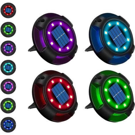 Außen-solarleuchte 12 Led 7 Farben Solar-gartenstrahler Zum Einbauen Mit Großem Solarpanel Wasserdicht Ip65 Boden-solarlampe (4 Stück)