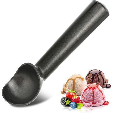 Eislöffel Aus Aluminiumlegierung, Schwarz, 18 × 4,3 Cm, 1 Stück Eislöffel, Aluminiumlegierung