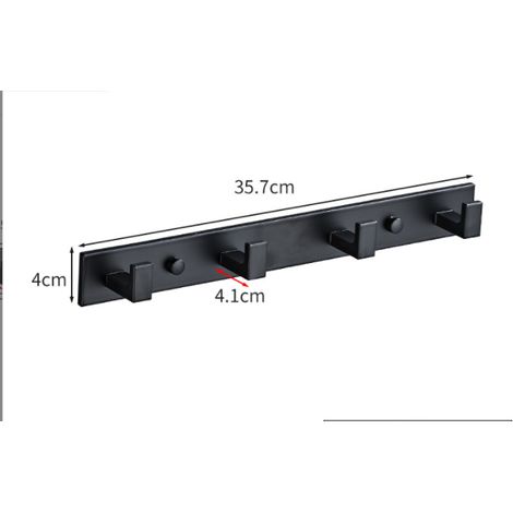 Hakenleiste, Stange Mit 4/5/6 Haken Aus Edelstahl, Kleiderhaken, Wandgarderobe, Vielseitige Hakenleiste Für Badezimmer, Küchen, Flure Und Schlafzimmer Im Innen-/außenbereich, Schwarz (4 Haken)