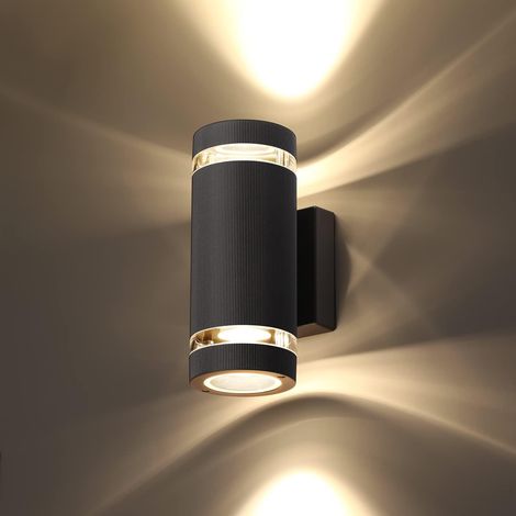 Led-wandleuchte, Ip65 Wasserdichte Außen-wandleuchte, Moderne 3000k Wandbeleuchtung, Schwarz, Rund