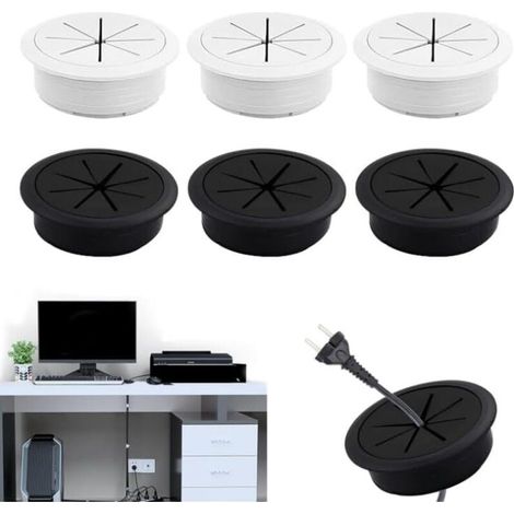 Büro-kabeldurchführung 6-teilig 60 Mm Kabelabdeckung Aus Gummi Für Den Schreibtisch, Einfache Installation, Meterförmiges Design Für Mehrere Kabel