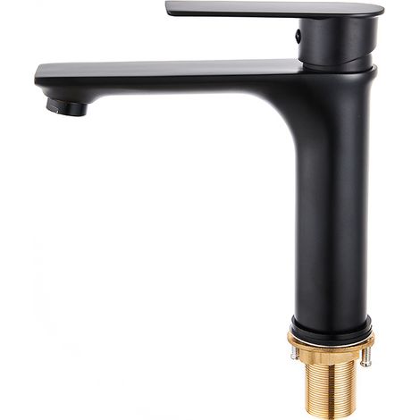 Waschbeckenarmatur, Vollständig Aus Kupfer, Elegant Schwarz, Für Warmes Und Kaltes Wasser